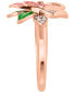 ფოტო #4 პროდუქტის EFFY® Pink & Green Enamel & Diamond Flower Ring (1/5 ct. t.w.) in 14k Rose Gold