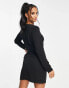 ASOS DESIGN Petite – Kurzes Freizeitkleid in Schwarz mit Zierausschnitt und verdrehtem Design