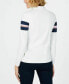 Charter Club Women's Print Zippered Knit Top Long Sleeve White Multi XL
