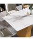 Фото #6 товара 63" Modern Artificial Stone White Straight Edge Golden Metal Leg Dining Table -6 People