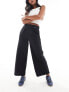 JDY Petite high waisted wide fit tailored trousers in black