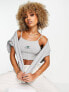 New Balance health club crop vest top in grey and greeen