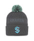 Фото #1 товара Men's Charcoal Seattle Kraken Authentic Pro Home Ice Cuffed Knit Hat with Pom