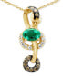 ფოტო #1 პროდუქტის Chocolatier® Costa Smeralda Emeralds (5/8 ct. t.w.) & Diamond (1/4 ct. t.w.) Looped Abstract Pendant Necklace in 14k Gold