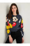 Фото #1 товара Xsıde Bisiklet Yaka Mickey Mouse Baskılı Uzun Kollu Pamuklu Kadın Sweatshirt