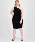 Фото #1 товара Trendy Plus Size One-Shoulder Ruched Dress