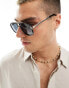 ASOS DESIGN aviator sunglasses with smoke lens and gold detail frame in black