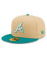 ფოტო #2 პროდუქტის Men's Natural, Teal Atlanta Braves Mango Forest 59FIFTY fitted hat