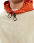 Фото #8 товара ASOS DESIGN oversized hoodie in beige borg with orange nylon pockets