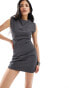 Фото #6 товара Bershka 90s mini dress with cinched waist in grey