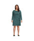 Фото #2 товара Plus Size Long Sleeve Lightweight Cotton Modal Boatneck Tie Waist Dress