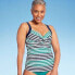 Фото #1 товара Lands' End Women's UPF 50 Striped Twist-Front Underwire Tankini Top -