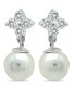 ფოტო #1 პროდუქტის Imitation Pearl and Cluster Cubic Zirconia Drop Earrings Crafted in Silver Plate