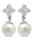 Imitation Pearl and Cluster Cubic Zirconia Drop Earrings Crafted in Silver Plate