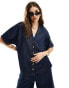 Фото #1 товара Nobody's Child Roxy denim resort boxy shirt co-ord in navy