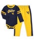 Infant Boys and Girls Navy, Gold West Virginia Mountaineers Little Kicker Long Sleeve Bodysuit and Sweatpants Set