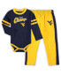 Фото #2 товара Infant Boys and Girls Navy, Gold West Virginia Mountaineers Little Kicker Long Sleeve Bodysuit and Sweatpants Set