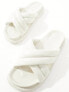 Glamorous Wide Fit cross strap slide in off white