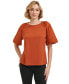 Фото #1 товара Women's Mixed Media Puff Sleeve Top