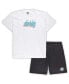 ფოტო #1 პროდუქტის Men's White, Charcoal Miami Dolphins Big and Tall T-shirt and Shorts Set