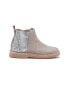 Girls Glitter and Suede Chelsea Boots in Taupe