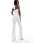 ASOS DESIGN ring detail halter wide leg jumpsuit in white