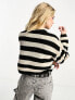 Only cropped jumper in black and cream stripe BLACK & CREAM STRIPE, XS - фото #3