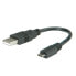 ROLINE USB 2.0 Cable - USB Type A M - Micro USB B M 0.15 m - 0.15 m - Micro-USB B - USB A - USB 2.0 - Male/Male - Black