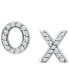 ფოტო #3 პროდუქტის Cubic Zirconia X & O Mismatch Stud Earrings, Created for Macy's