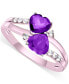 Фото #1 товара Кольцо Macy's Amethyst & White Topaz Bypass Heart