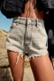 TRF HIGH-WAIST DENIM RIPPED SHORTS