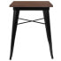 Фото #1 товара 23.5" Square Black Metal Indoor Table With Walnut Rustic Wood Top
