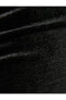 Midi Kadife Etek Boncuk Detaylı Yırtmaçlı Drapeli - El Emeği Koleksiyonu