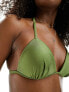 New Look basic moulded triangle bikini top in khaki