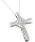 ფოტო #3 პროდუქტის Twinkling Diamond Star Diamond Cross 18' Pendant Necklace (1/5 ct. t.w.) in 10k White Gold