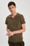 Футболка Defacto Slim Fit V Yaka Short Sleeve Basic