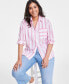 Фото #3 товара Women's Wide Stripe Relaxed-Fit Shirt, Created for Macy's
