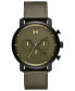 ფოტო #1 პროდუქტის Men's Chronograph Green Leather Strap Watch 45mm