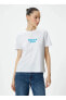 V Yaka Ekru Kadın T-Shirt 4SAL10208IK