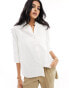 Фото #1 товара New Look long sleeve linen look shirt in white