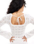 Фото #3 товара Hollister crochet long sleeve top with square neck in white