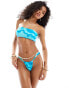 Фото #1 товара ONLY slip bikini bottoms co-ord in blue wave print