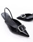 Фото #2 товара ASOS DESIGN Score buckle slingback kitten heeled shoes in black