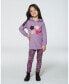 Big Girls Super Soft Brushed Jersey Hooded Tunic With Appliques Lavender