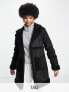 Фото #1 товара Threadbare Tall Harp bonded coat with borg detail in black