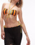 Фото #1 товара Topshop stripe print halter neck bikini top in abstract orange