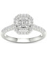 ფოტო #2 პროდუქტის Diamond Emerald-Cut Double Halo Engagement Ring (1/2 ct. t.w.) in 14k White Gold