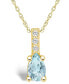 Фото #1 товара Macy's aquamarine (3/4 Ct. T.W.) and Diamond Accent Pendant Necklace in 14K Yellow Gold