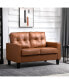 Фото #2 товара 51" Wide Double Sofa with Armrest, 2-Seater Tufted PU Leather, Brown