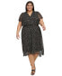 Фото #1 товара Plus Size Dot-Print Crinkle-Chiffon Smocked Midi Dress